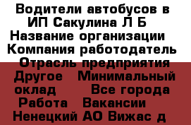 Водители автобусов в ИП Сакулина Л.Б › Название организации ­ Компания-работодатель › Отрасль предприятия ­ Другое › Минимальный оклад ­ 1 - Все города Работа » Вакансии   . Ненецкий АО,Вижас д.